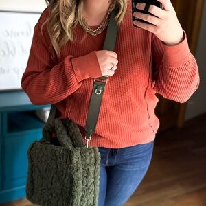 Time and Tru Rust Crew Neck Top - XL - Oversized Long